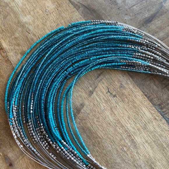 Blue Multi Layered Necklace - Picture 5 of 5
